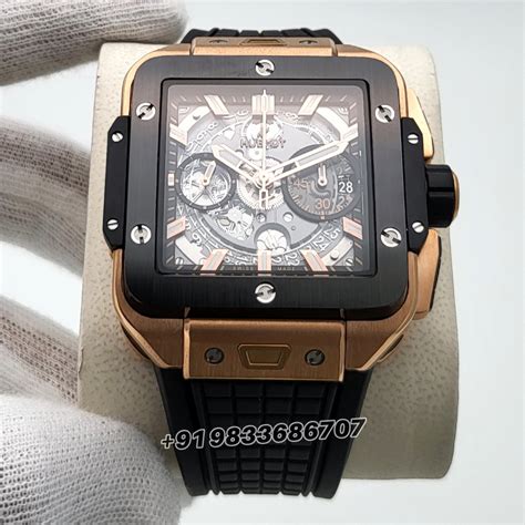 Super Clone Hublot Square Bang Unico in King gold and ceramic